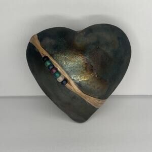 J Davis Raku Smooth Sailing Heart Inner Spirit Rattle pottery ceramic artisan